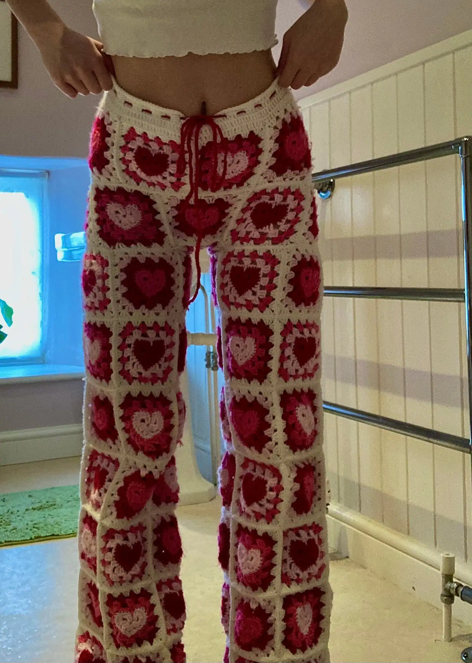 Crochet Heart Granny Square Trousers