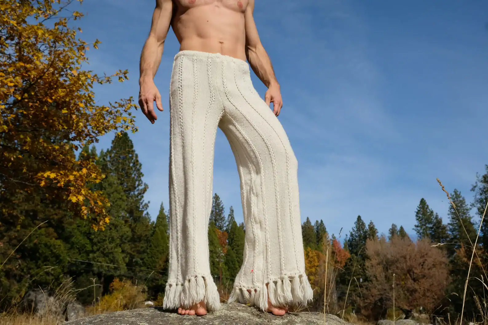 White Crochet Palazzo Pants