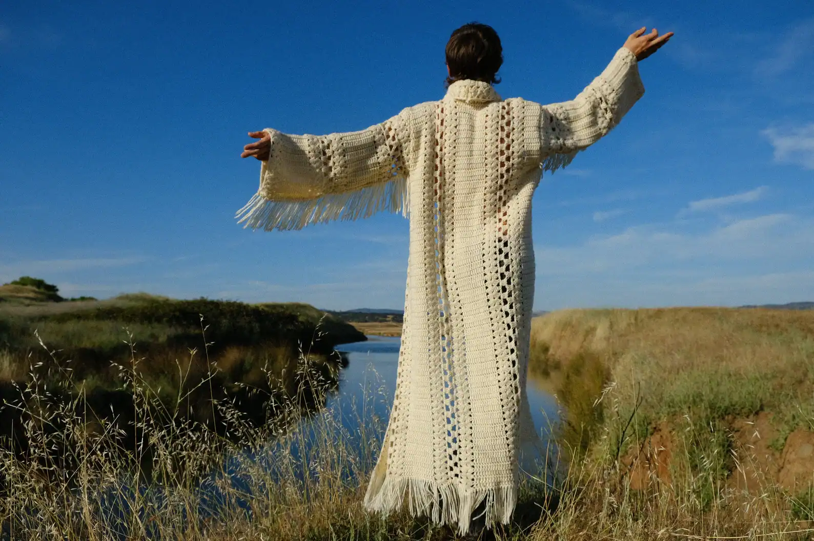 Cream Crochet Robe