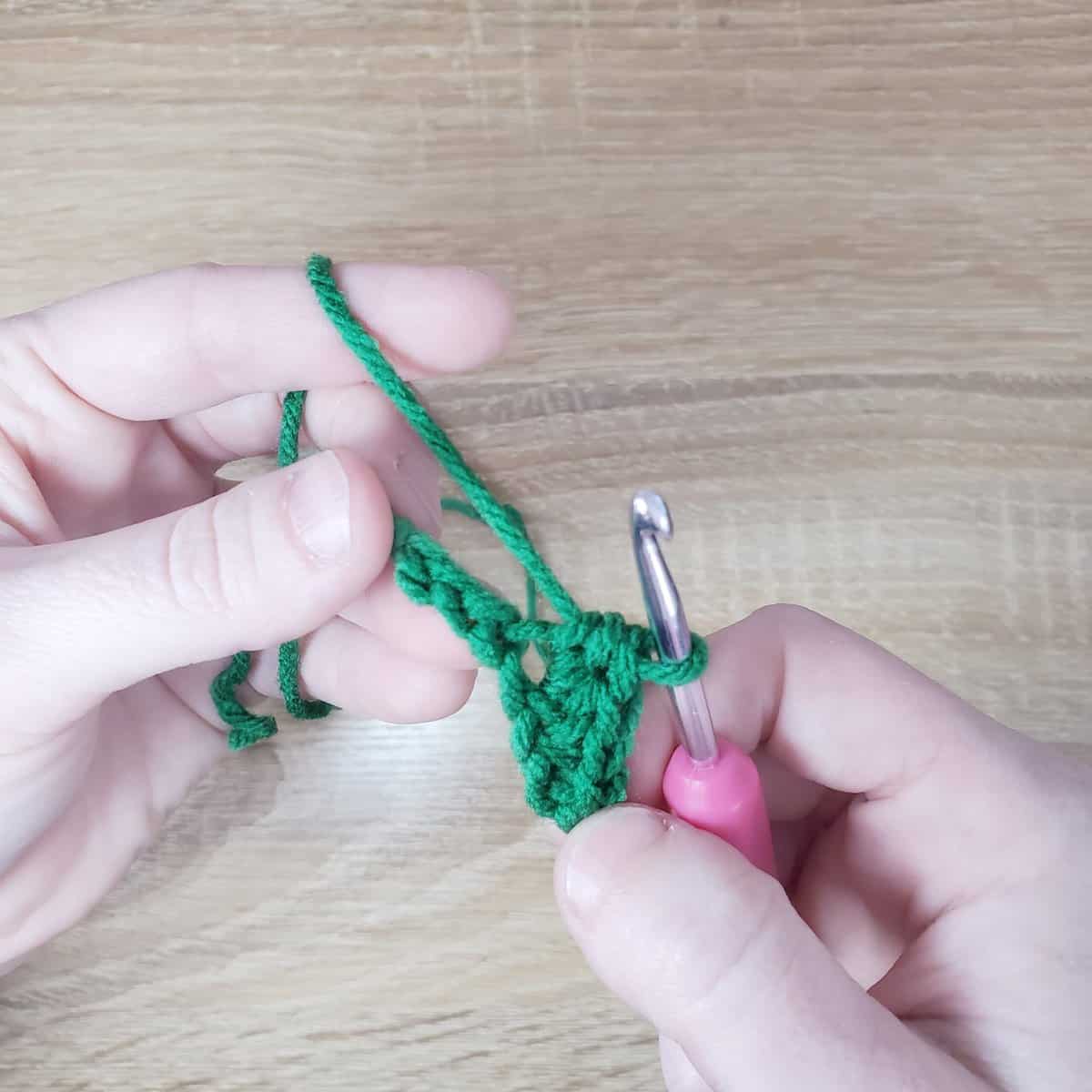 placing two half-double crochet stitches in the next stitch