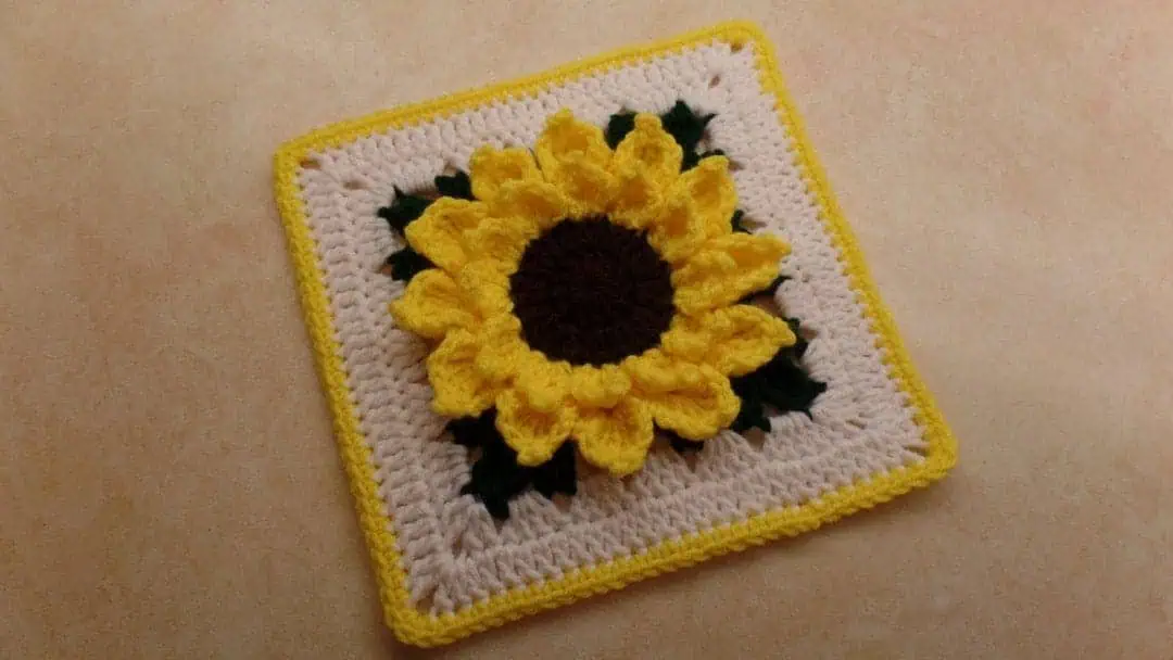 23 Crochet Blocks and Squares for Your Next Project 8 Crochet Sunflower Granny Square Pattern