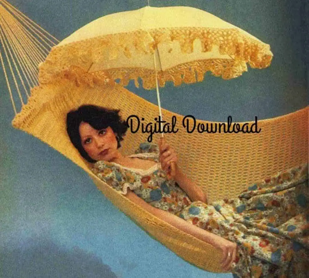 30 Crochet Hammock Patterns for Home, Pets, and Playful Storage 10 Crochet Hammock and Frilly Umbrella Vintage Pattern