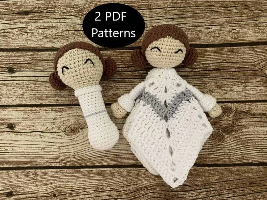 20 Crochet Princess Dress Blankets That Are Cute and Cozy 10 Princess Leia Lovey and Rattle Pattern