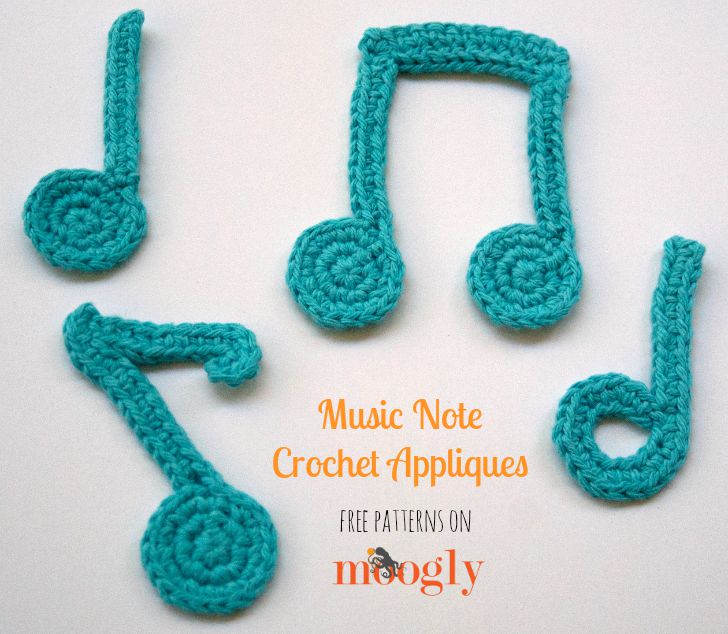 Music Note Crochet Appliques
