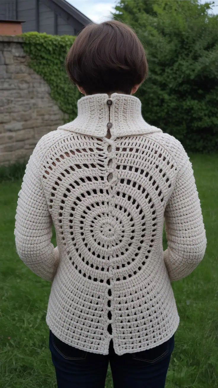 32 Bolero Crochet Patterns: Add a Chic Touch to Your Wardrobe Today! 55 a back view photograph of a handcrafted FCnypMZHSuWLSNhmIzdoTQ bVWlkfuwQ1GQFG3QCsG Lg