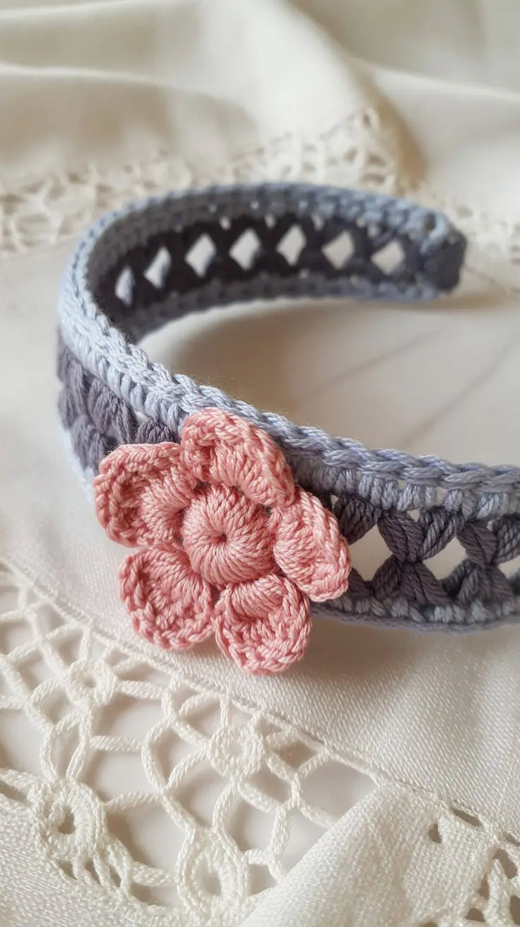 25 Baby Headband Crochet Patterns: Create Adorable Keepsakes for Your Little One 24 a close up photograph of a delicate