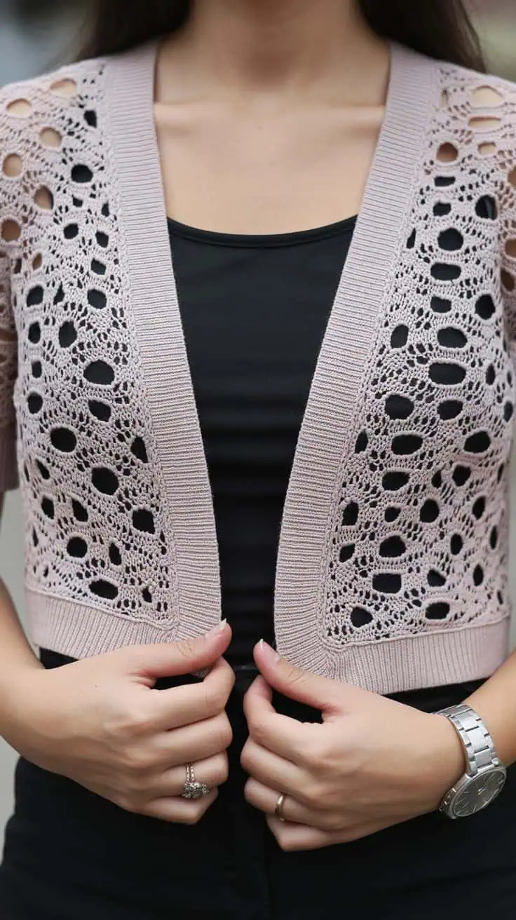 32 Bolero Crochet Patterns: Add a Chic Touch to Your Wardrobe Today! 39 a close up photograph of a light beige