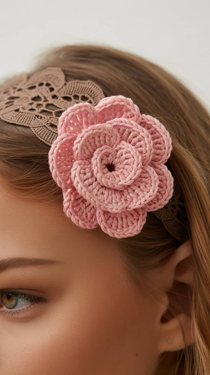 25 Baby Headband Crochet Patterns: Create Adorable Keepsakes for Your Little One 16 a close up photograph of a pink