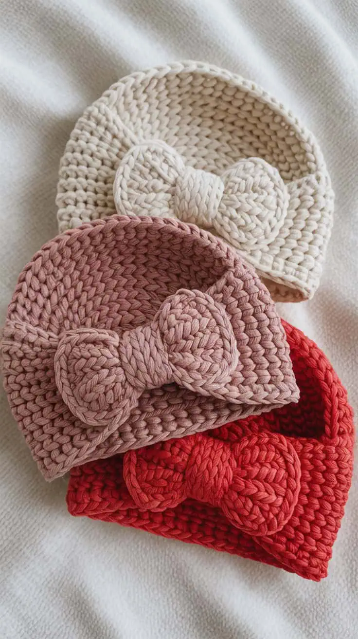 25 Baby Headband Crochet Patterns: Create Adorable Keepsakes for Your Little One 4 a close up photograph of three handmade FNTGBdzHQ9a6sOAXfXRuQQ Hi5dRSJ8QQmOHSkyjgtiYw cover