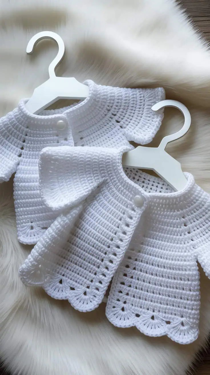 32 Bolero Crochet Patterns: Add a Chic Touch to Your Wardrobe Today! 31 a close up photograph of two delicate wh f72hmeszT qhuHcmjfbREw wLsZanIgSo