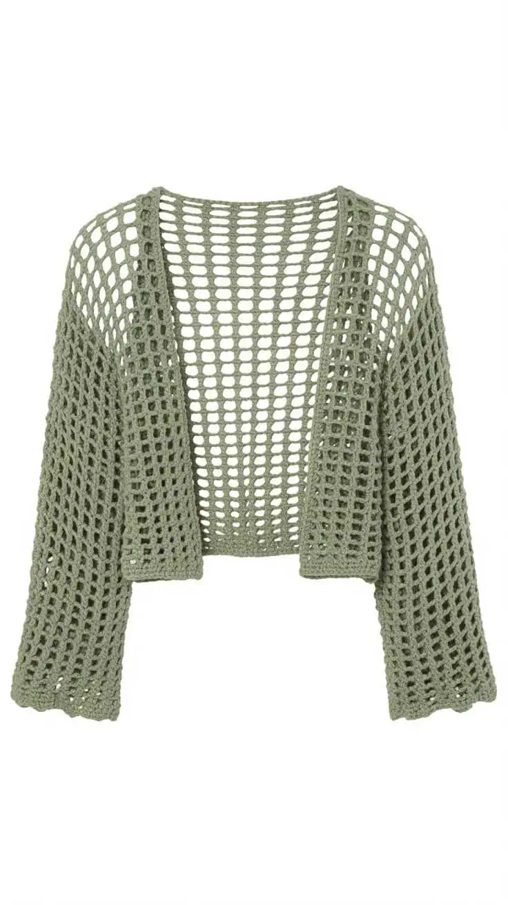32 Bolero Crochet Patterns: Add a Chic Touch to Your Wardrobe Today! 59 a product photo of a sage green crochete JJVYxDtuS6 R8WuDq6JzwA 1jFHIoNgQ2uIwraD3YA3CQ