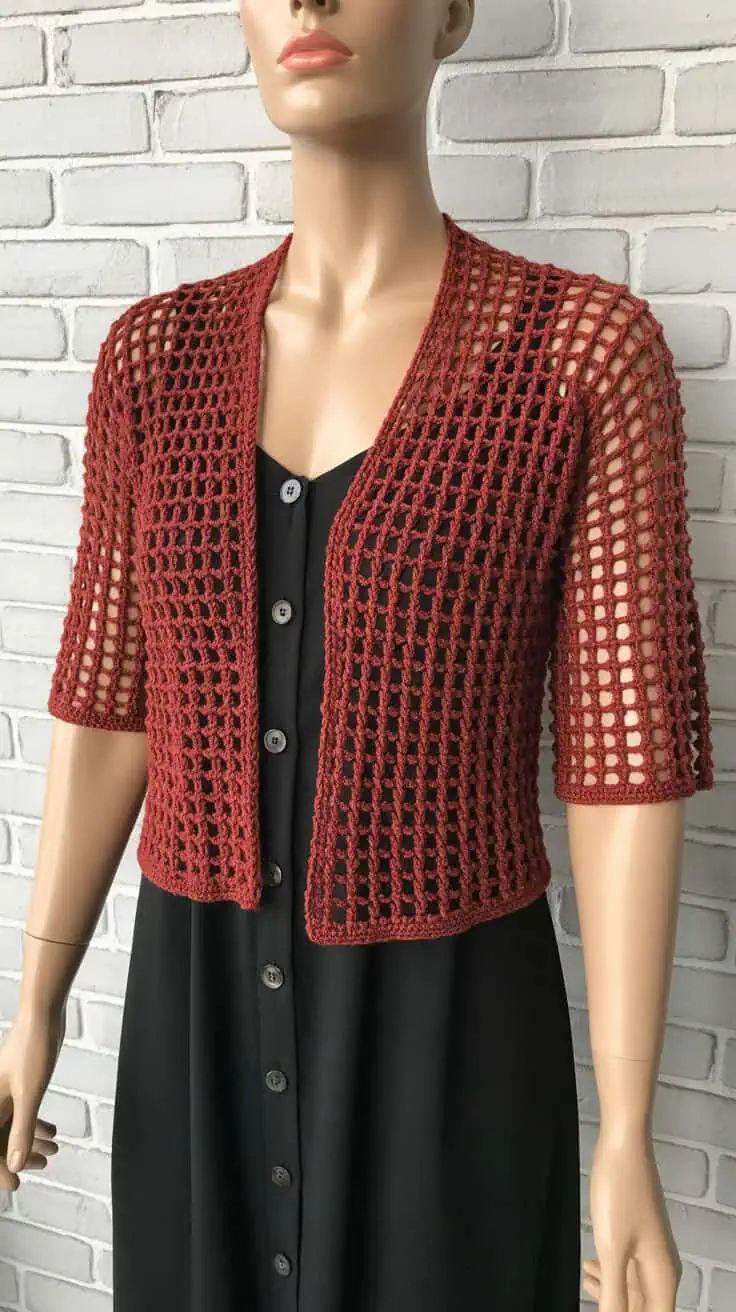 32 Bolero Crochet Patterns: Add a Chic Touch to Your Wardrobe Today! 43 a product photography shot of a red croc y7tKaUvLQ8aL90QQwYP4KQ Gp1Jzg7ySGyEHCSLBPHw2A