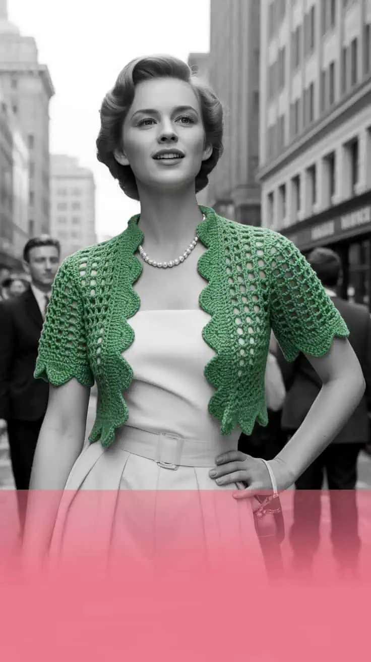 32 Bolero Crochet Patterns: Add a Chic Touch to Your Wardrobe Today! 61 a vintage style fashion advertisement fe nwGyk8RVRB6cZczP9vJfdw sEZ0hSgiSoesFYLlIgoMQQ
