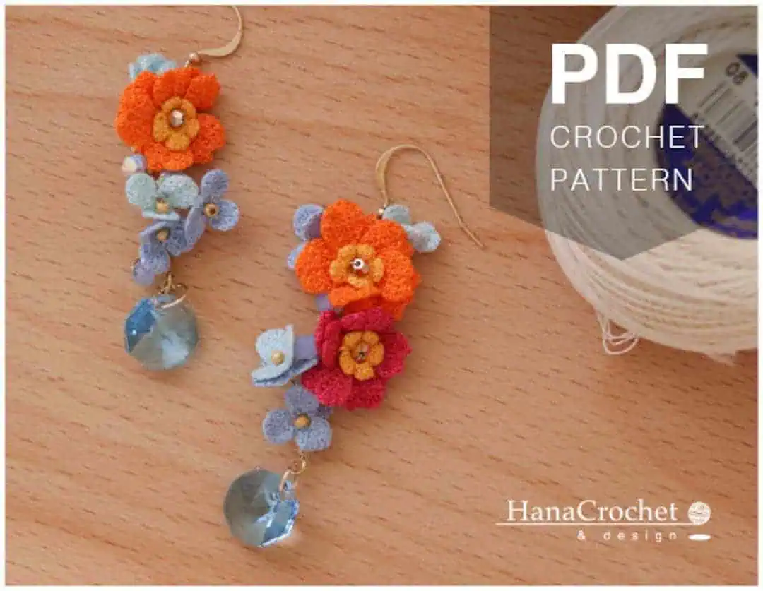 19 Lovely Examples of Crochet Jewelry to Admire and Try 7 Cosmos Crochet Flower Earrings