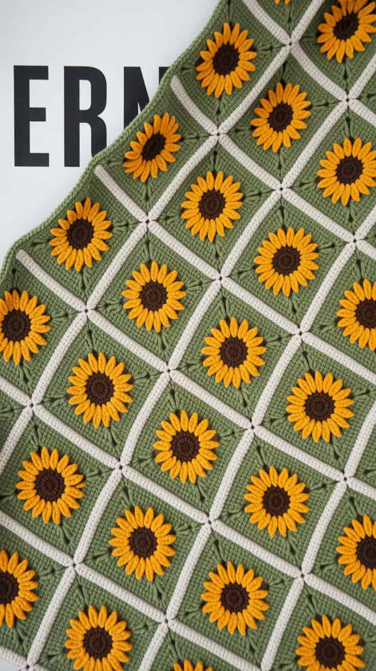 23 Sunflower Granny Square Crochet Pattern: Brighten Your Crafts with Ease 10 a close up photograph of a crocheted bla dCqBBgQwQzOczy j0XMb2A EvFUJbKKT7yjRGjCog5 KA