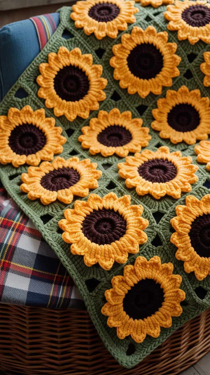 23 Sunflower Granny Square Crochet Pattern: Brighten Your Crafts with Ease 46 a close up photograph of a crocheted sun OZ97j3fkTyiRhcS56j0nPw DpS3DC7oTHS 2h1syaZKlg