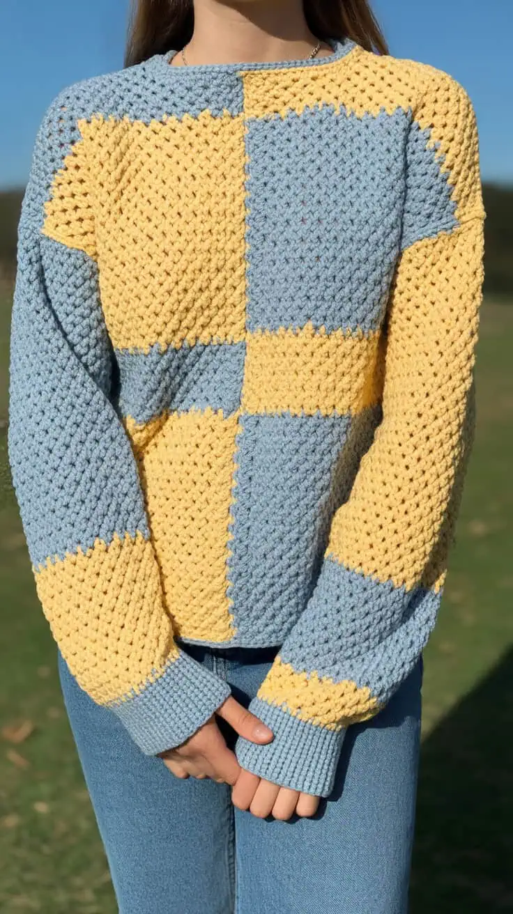 26 Cropped Sweater Crochet Patterns: Upgrade Your Wardrobe Handmade Style 30 a close up photograph of a handmade