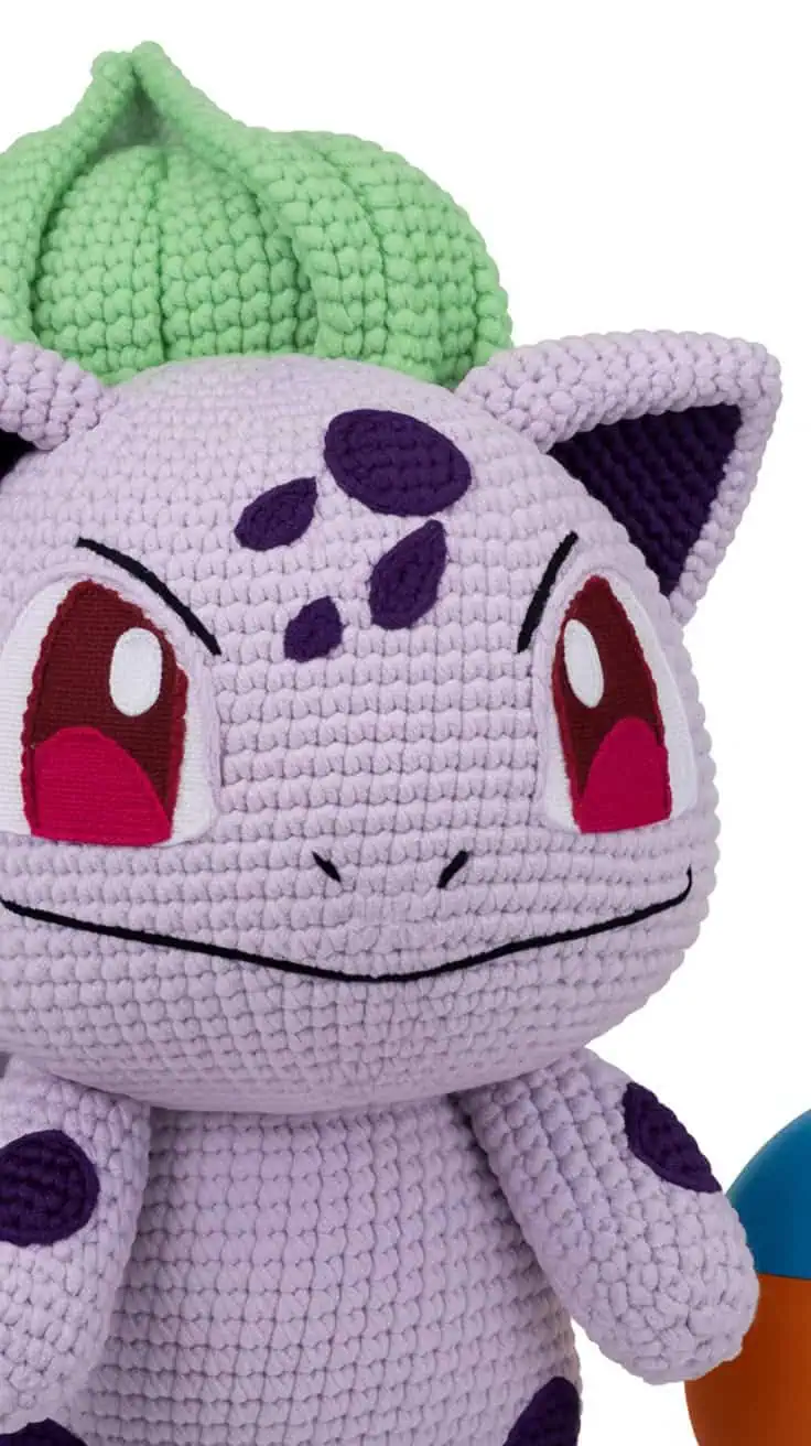 12 Bulbasaur Crochet Patterns: Delight Your Inner Pokemon Fan Today! 2 a close up photograph of a handmade