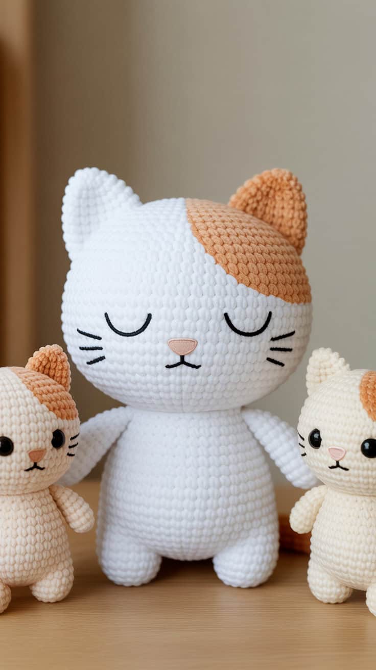 9 Pusheen Crochet Patterns: Fun & Easy Projects for Cat Lovers 8 a close up photograph of three handmade y8v04x fRGqOyIC 3oNtg mk7hykoLRpCp6k36oiJUYA