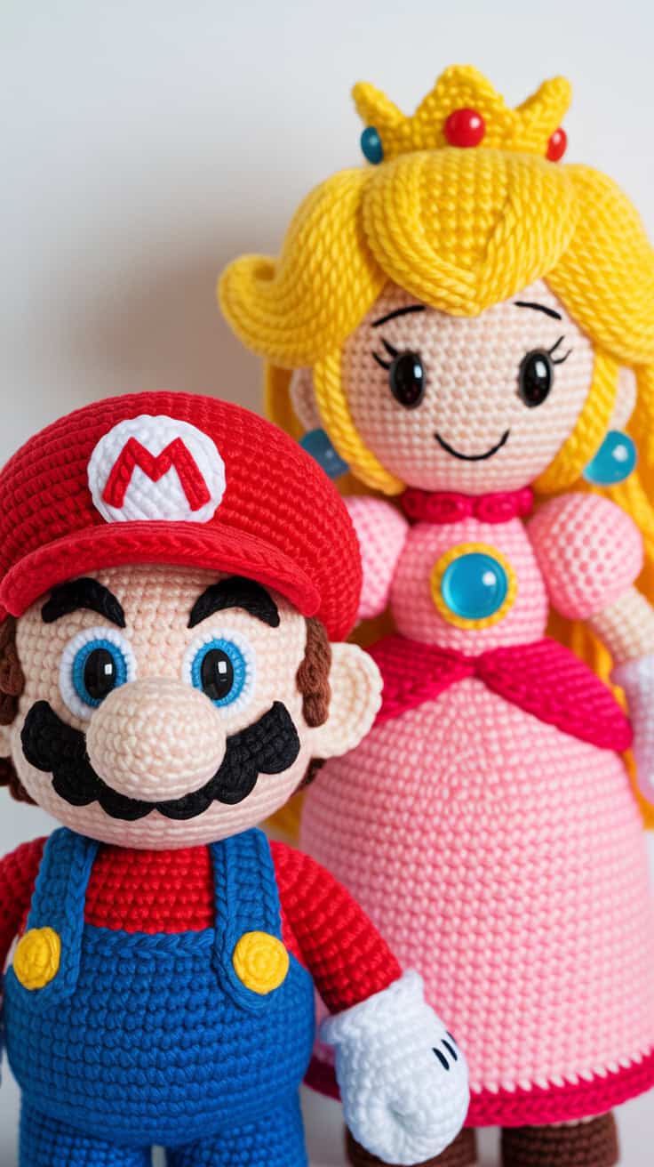 22 Mario Crochet Patterns: Fun and Unique Designs For All Fans 18 a close up photograph of two