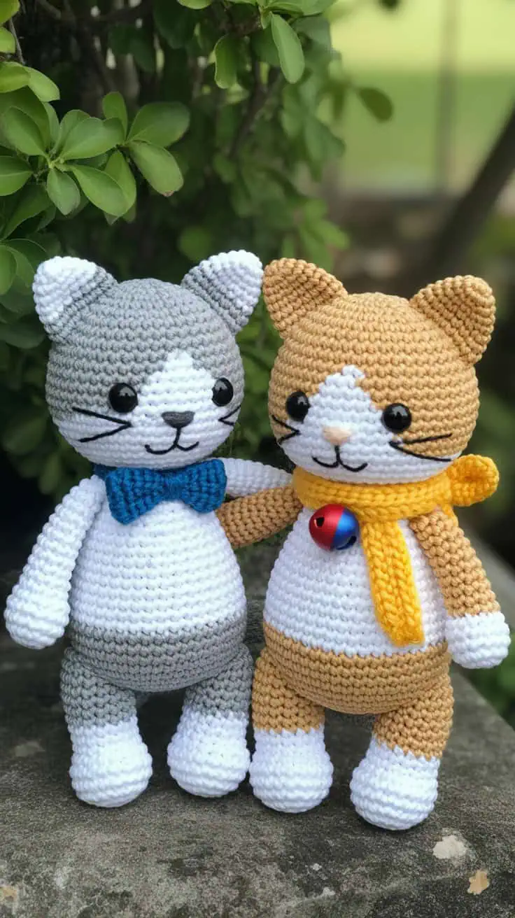 9 Pusheen Crochet Patterns: Fun & Easy Projects for Cat Lovers 18 a close up photograph of two handcrafted gOf0rdJATBCIa3eXnP Iow ffZRcGVyS7yjmVI80gXkdg