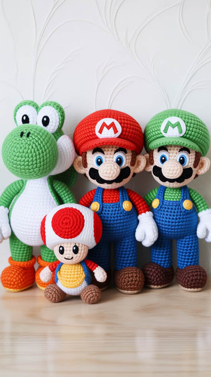 22 Mario Crochet Patterns: Fun and Unique Designs For All Fans 30 a collection of four handcrafted