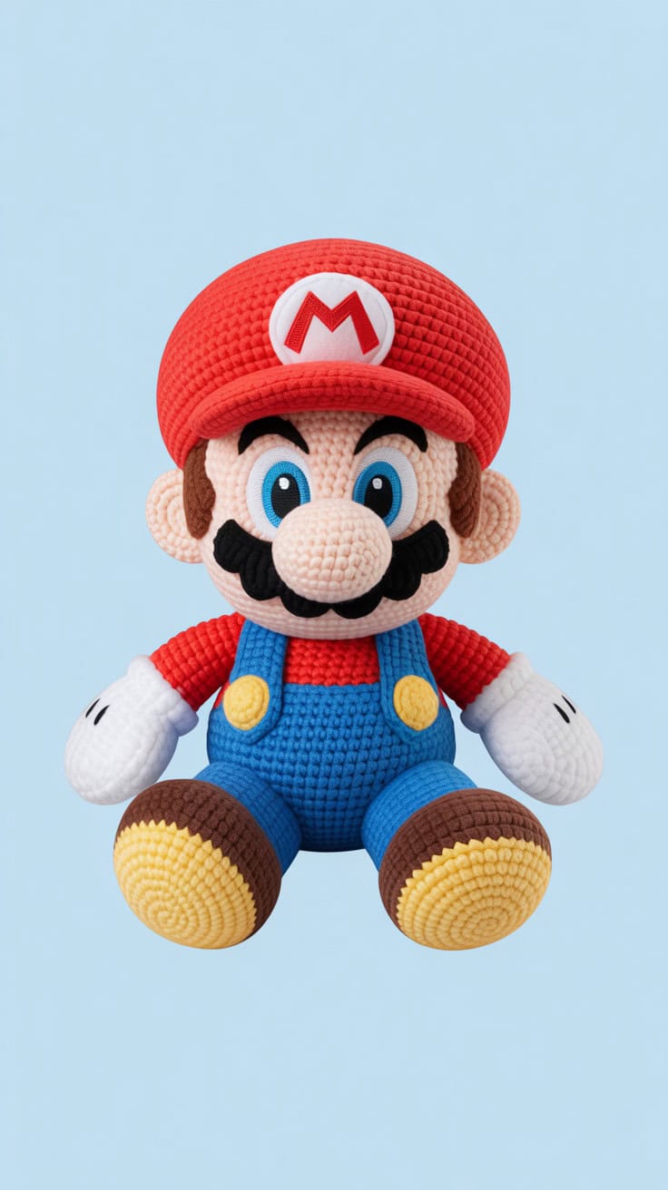 22 Mario Crochet Patterns: Fun and Unique Designs For All Fans 10 a crocheted plush toy of mario from the