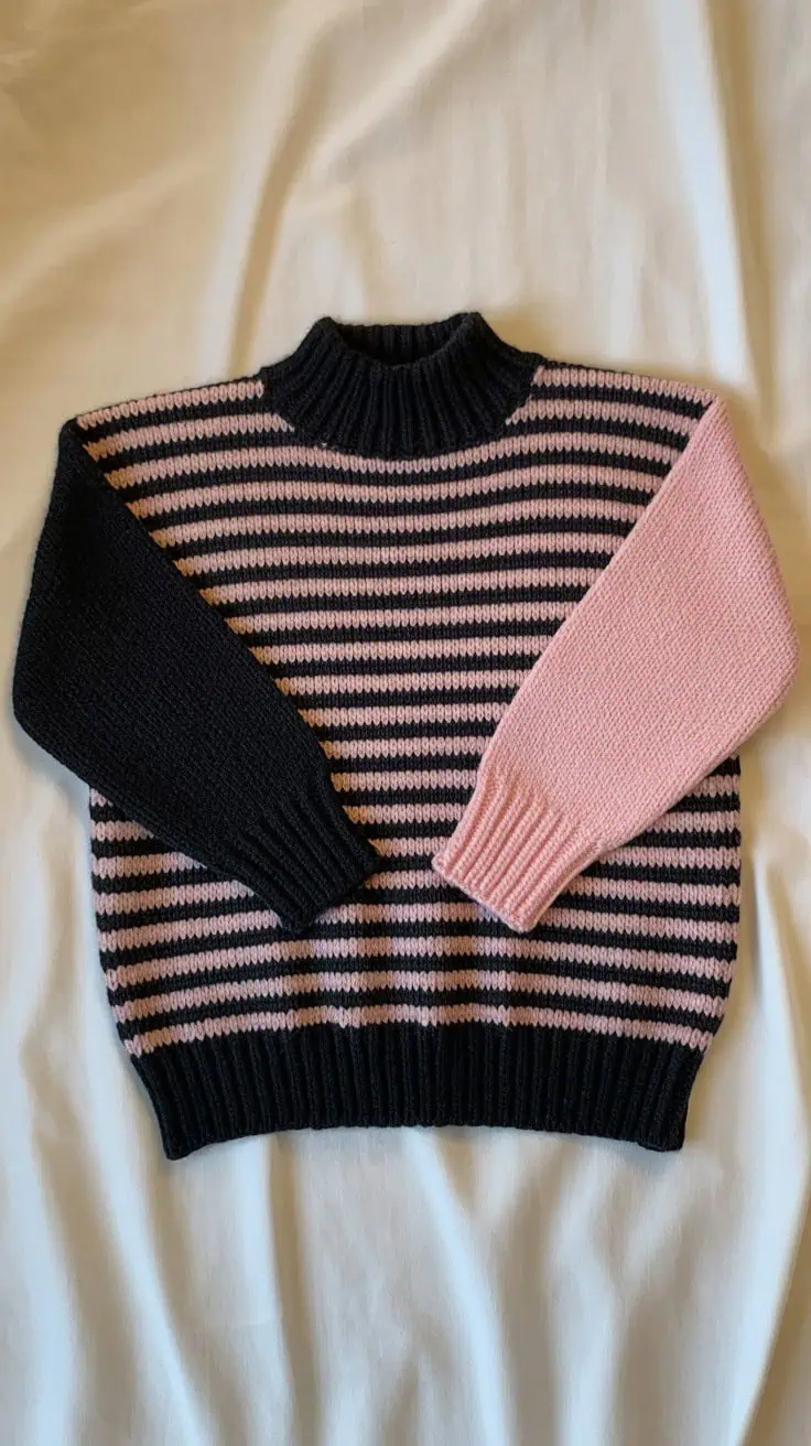 26 Cropped Sweater Crochet Patterns: Upgrade Your Wardrobe Handmade Style 14 a handmade knitted sweater laid flat on MtT1bYA4QP2kVVLoMdfl Q 2rlvPy65S u9e7yML9eMaA