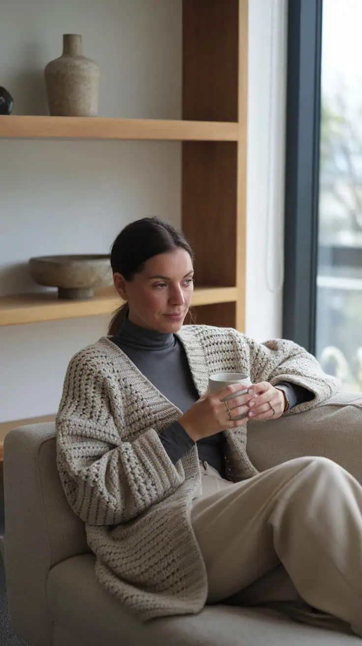 24 Lace Cardigan Crochet Patterns: Upgrade Your Wardrobe With Handmade Charm! 23 a photo of a woman sitting comfortably o riASbfwFQ42 DS9VE t gg L3F1U91NSzuJaMVUkwnkuA