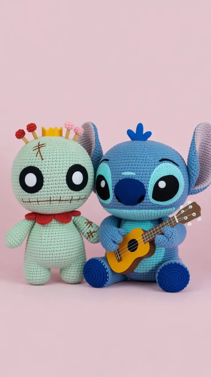 a photo of two amigurumi style plush