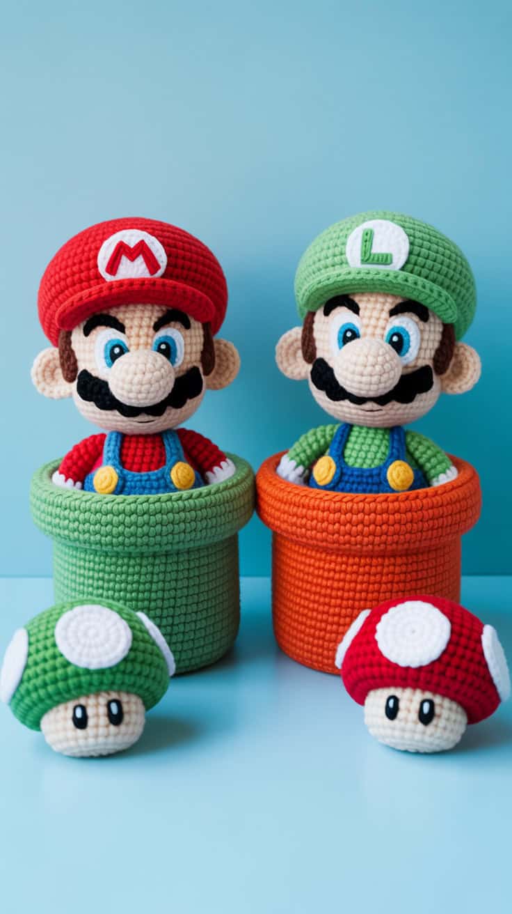 22 Mario Crochet Patterns: Fun and Unique Designs For All Fans 2 a photo of two crocheted mario bros char OKQbXB lSTyItdbAsxM3lQ 5b YhEr4TTODToVSe o8eA