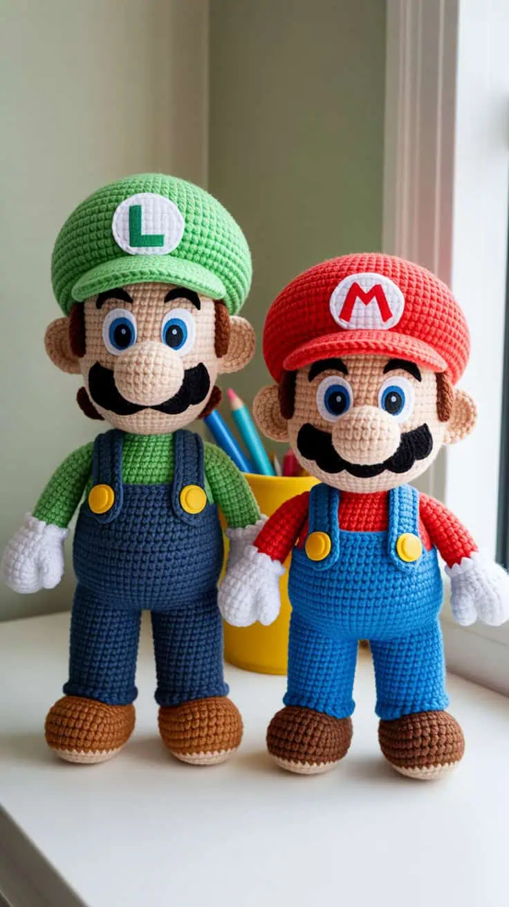 22 Mario Crochet Patterns: Fun and Unique Designs For All Fans 16 a photo of two handmade crochet super ma i JjWPdTROajCtTdA0ERLA R9snGURDQcyEkXWGQimOag