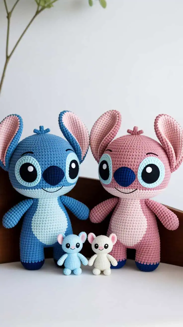 a photo of two stitch inspired amigurumi QK9algbrREyNyyAPWf pZw xZun 9XQ GlLJ4lXeeIDw