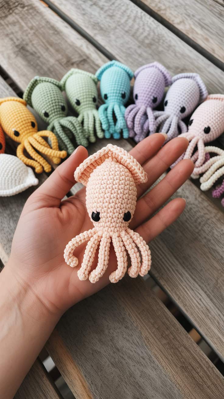 24 Squid Crochet Patterns: Unique Designs for Ocean-Loving Crafters 21 a close up overhead photograph of adorab dTTM1dFxRsSX9jospmYZZw H5gIFV01Rh RYguF 9BpUg