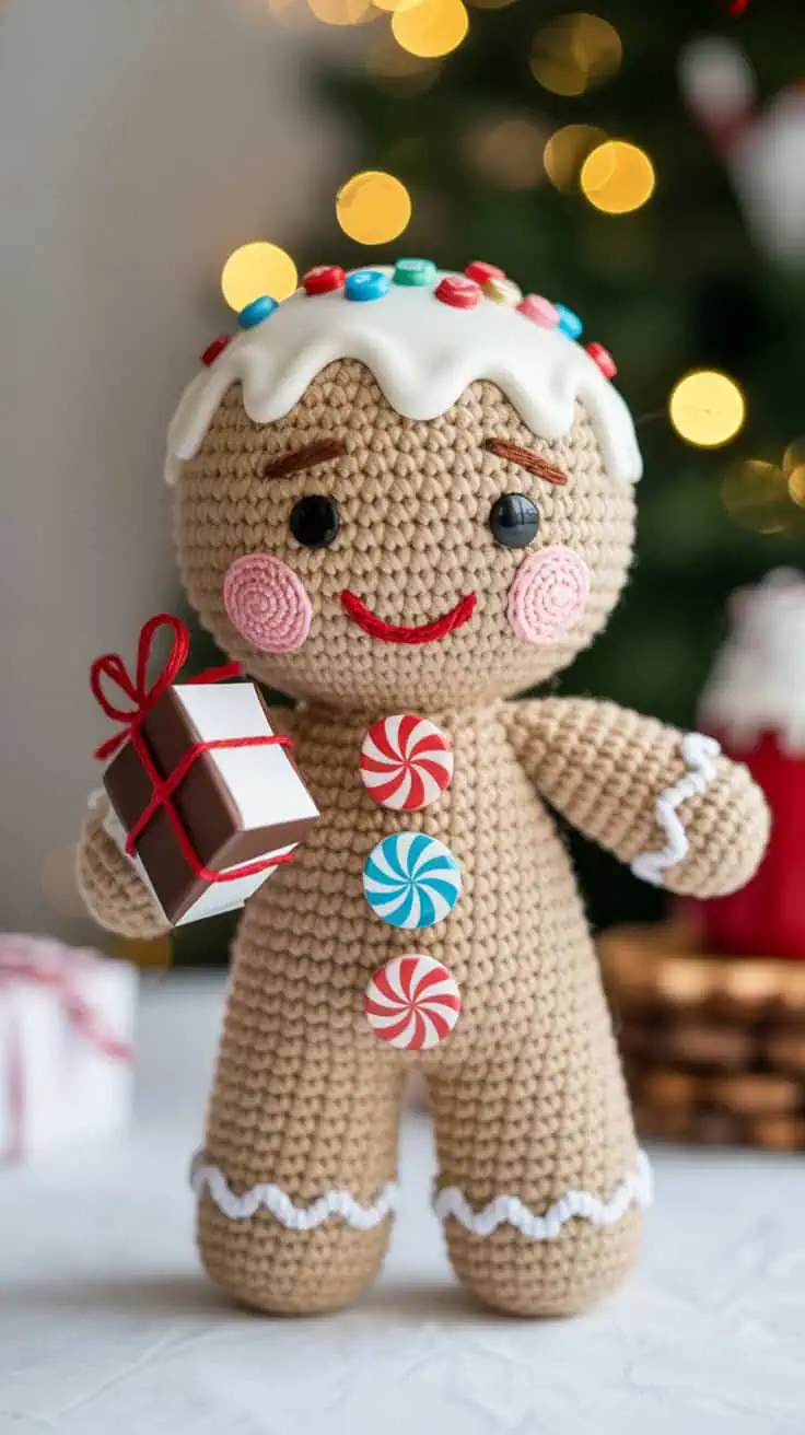 18 Gingerbread Man Crochet Patterns: Make Your Holidays Extra Cozy! 15 a close up photograph of a handcrafted c dwUWx3JHT2KqB IXI7lIQ JwURfOmwT6uJE3PHed y w