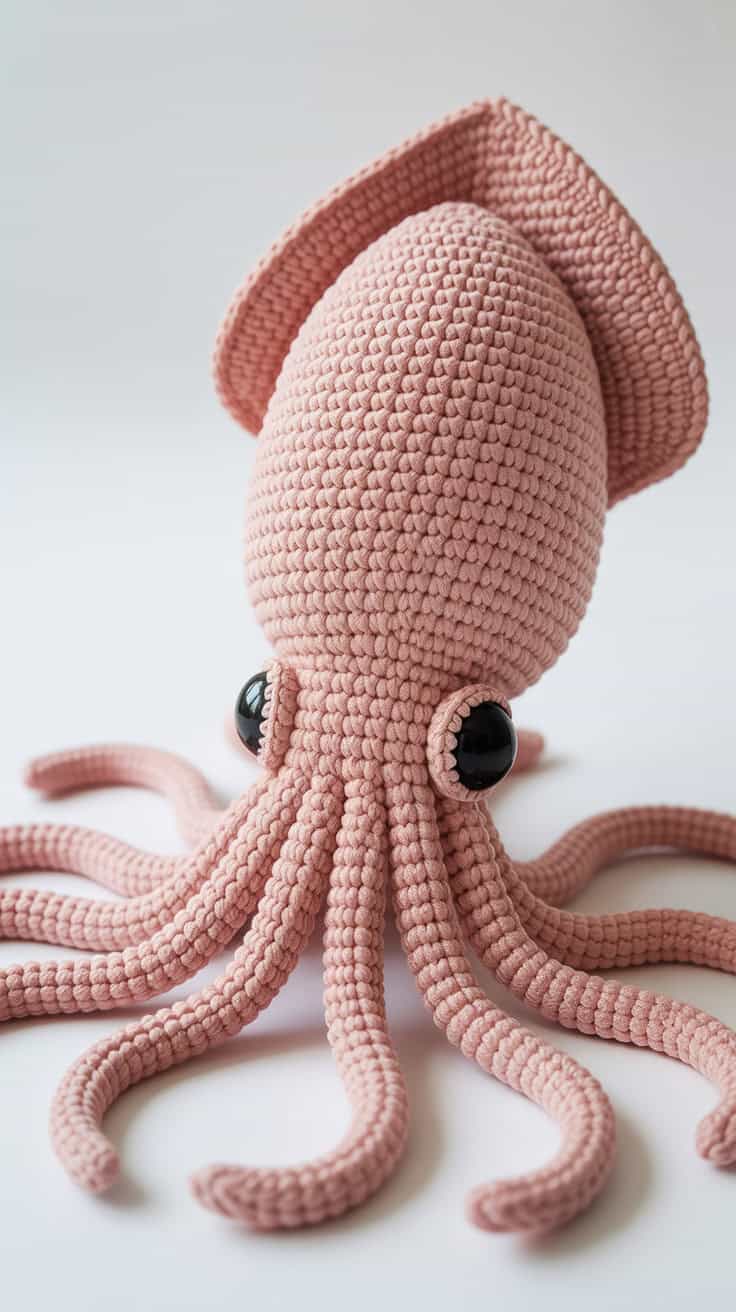 24 Squid Crochet Patterns: Unique Designs for Ocean-Loving Crafters 41 a close up photograph of a handcrafted