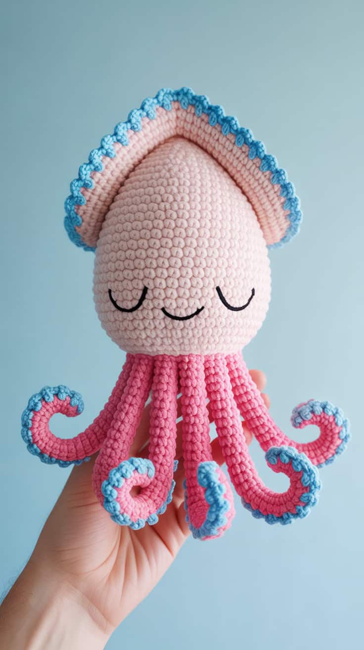 24 Squid Crochet Patterns: Unique Designs for Ocean-Loving Crafters 39 a close up photograph of an adorable