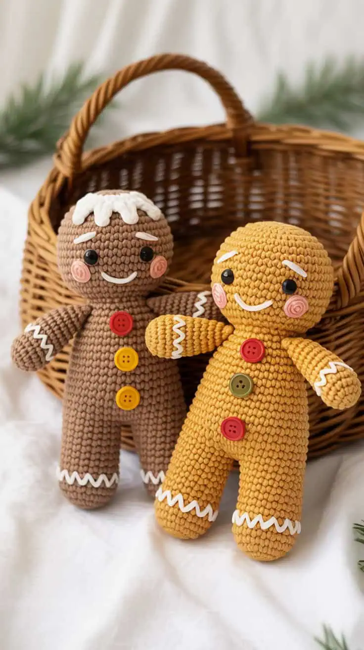 18 Gingerbread Man Crochet Patterns: Make Your Holidays Extra Cozy! 17 a close up photograph of two crocheted g xE97yrzAQn wwEmHrg4zNw jQG GERQQcKn 4m5NlwptA