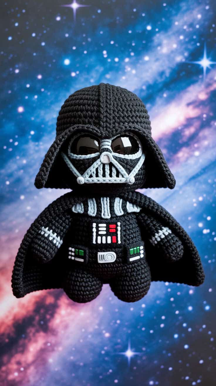 16 Darth Vader Crochet Patterns: Unleash Your Inner Sith with Creative Crafts 22 a crocheted plush toy of darth vader fro Ezc9oJTuSpW