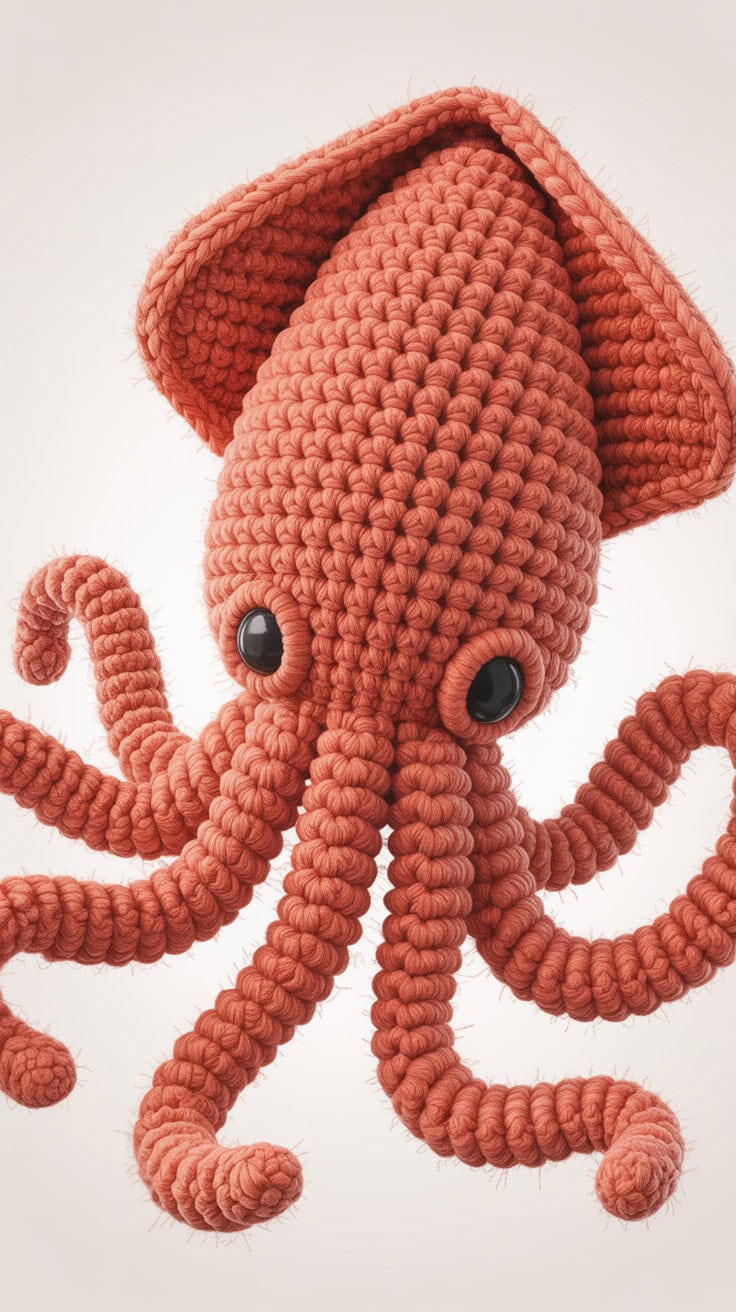 24 Squid Crochet Patterns: Unique Designs for Ocean-Loving Crafters 45 a digital illustration of an adorable