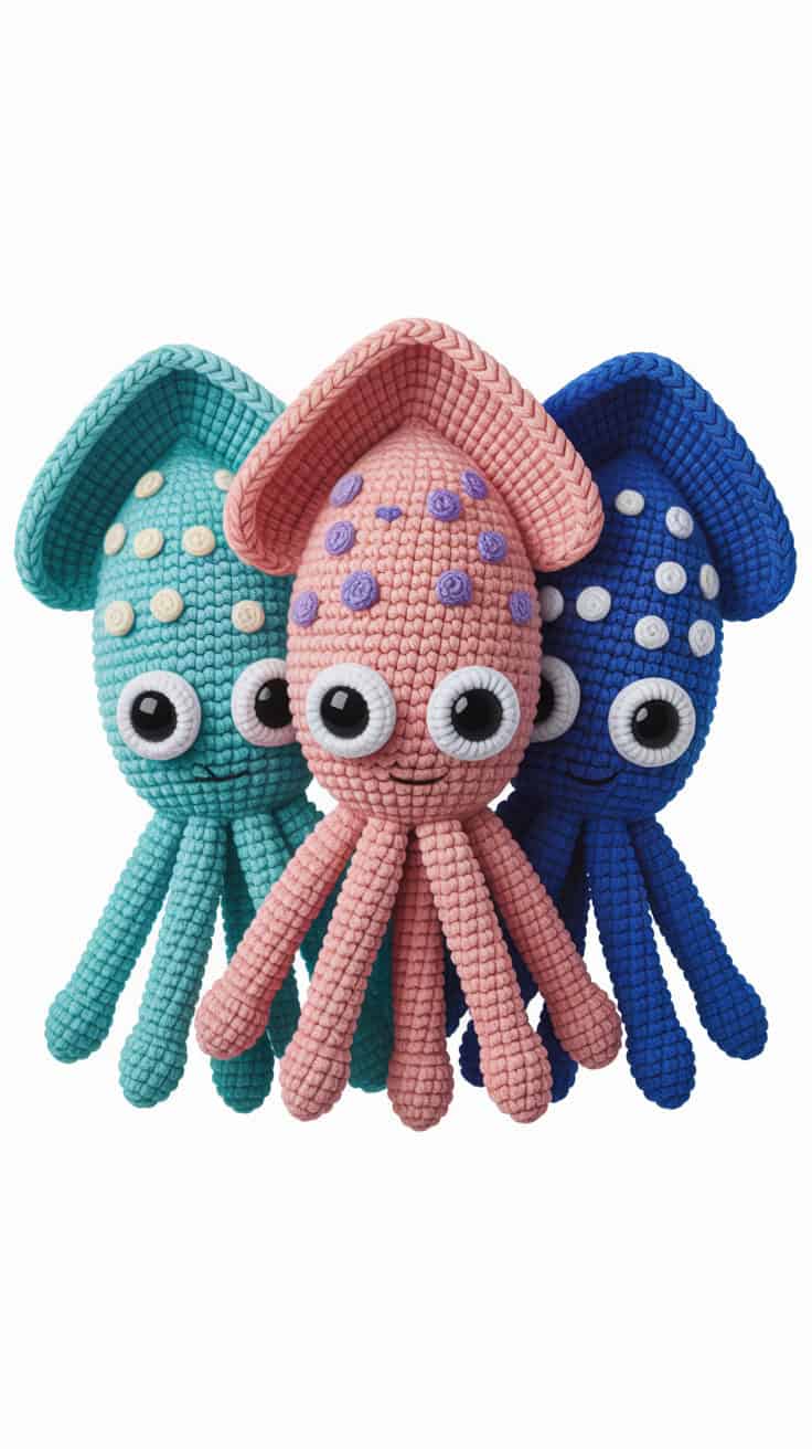 24 Squid Crochet Patterns: Unique Designs for Ocean-Loving Crafters 37 a digital illustration of three adorable Fn u9GBIQwWDyUBDp1k65w rtMlHV 5Qv21BYd601Ta7g