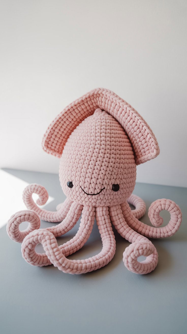 24 Squid Crochet Patterns: Unique Designs for Ocean-Loving Crafters 17 a photograph of an adorable crocheted