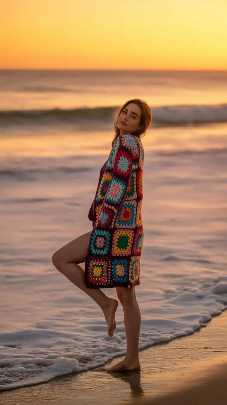 17 Harry Styles Cardigan Crochet Patterns: Customized Comfort for All Fans! 12 a beachside photograph of a young woman kfCEU804T0yG2JrzlorZQQ Kjwt IFJRc6e52HTr5d8hQ