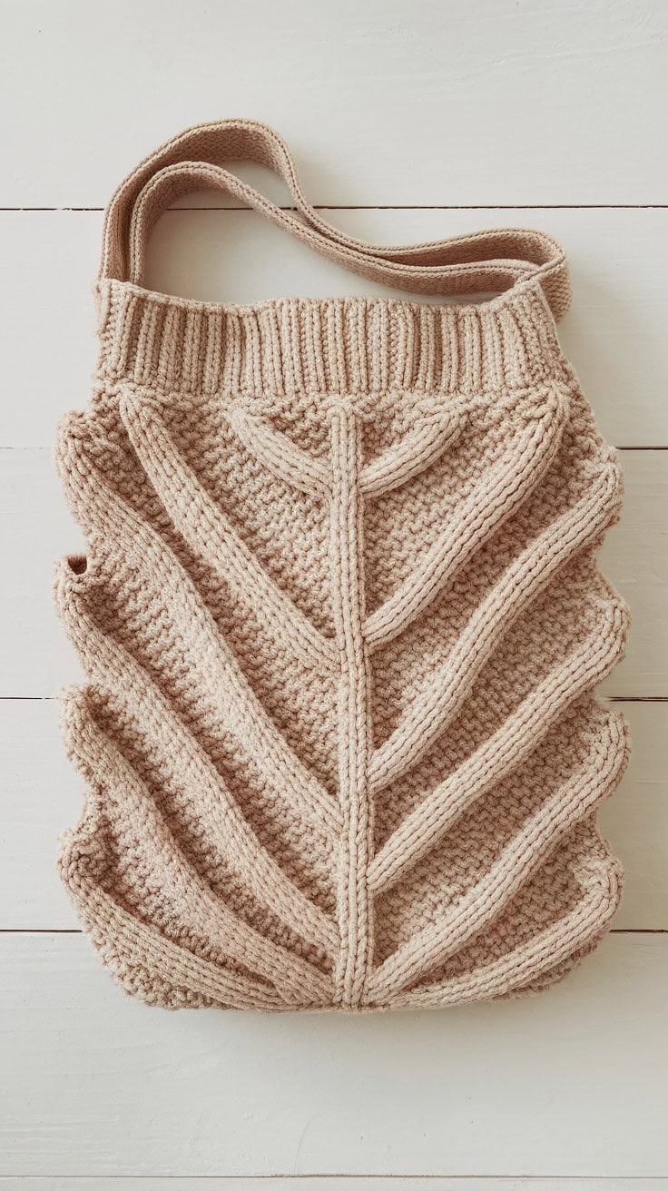 30 Messenger Bag Crochet Patterns: Unleash Your Creativity with Easy DIY Designs 13 a beige colored knitted bag with a