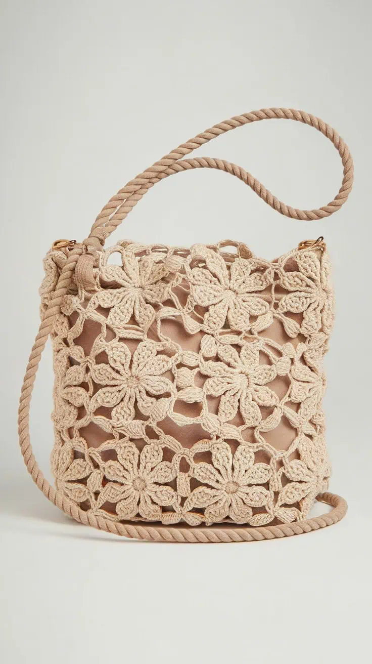 30 Messenger Bag Crochet Patterns: Unleash Your Creativity with Easy DIY Designs 25 a beige handbag with a distinctive flora 1gbdmN5sTtuKGhM14hrc Q yUBnEg