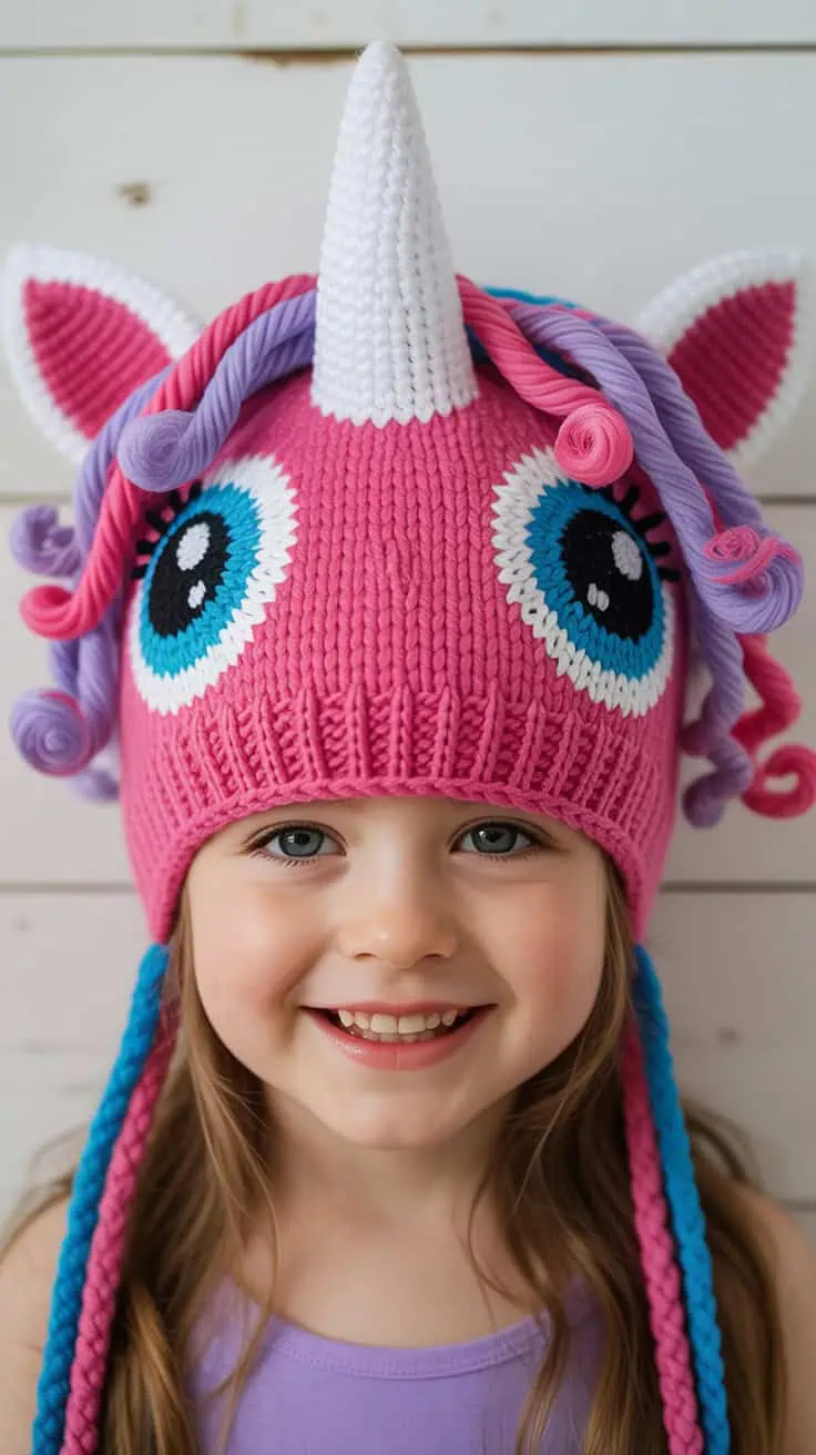 22 Unicorn Hat Crochet Patterns: Create Magical Hats for All Ages 14 a close up photo of a child wearing a vi Y68rSzTfRm2beQ3J8Ez 2A jgiwMdysS4S7G2ZBhKdwZg