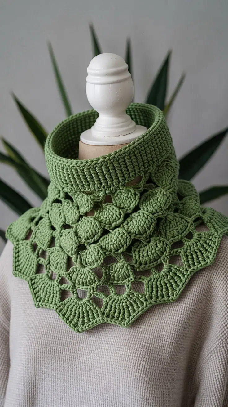 26 Neck Warmer Crochet Patterns: Fashionable DIY Projects for Beginners 8 a close up photograph of a handcrafted