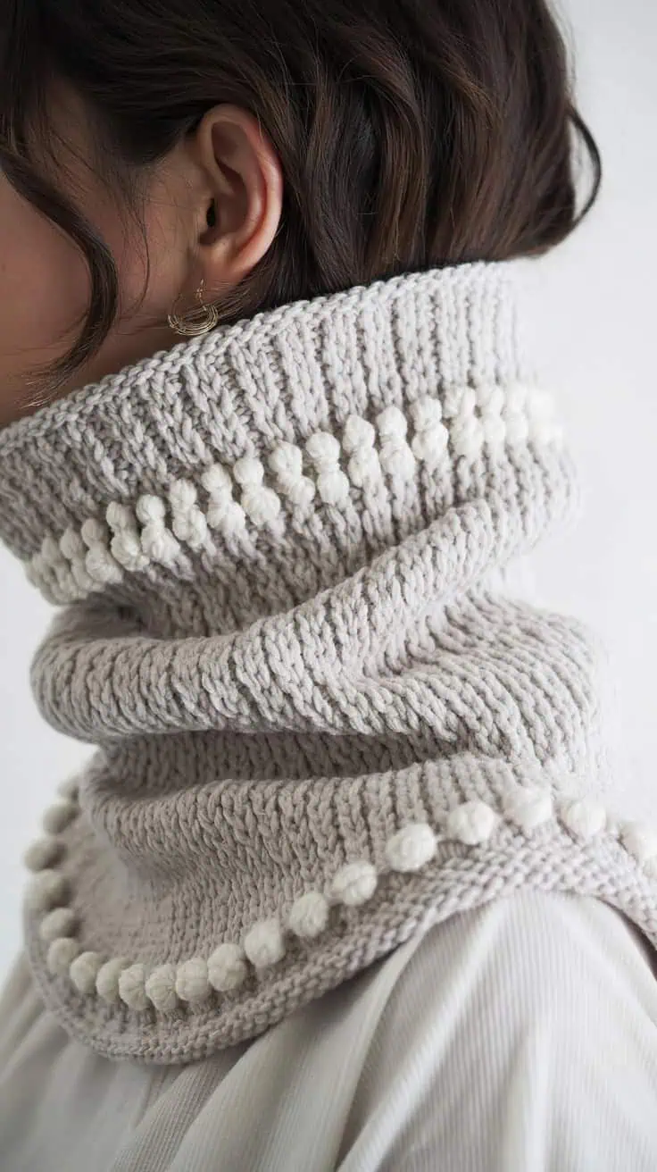 26 Neck Warmer Crochet Patterns: Fashionable DIY Projects for Beginners 26 a close up photograph of a white knitted U8wIO9KpRM MaoPmBUAYyw MzzunNrXSoC ntvhn3sYlw