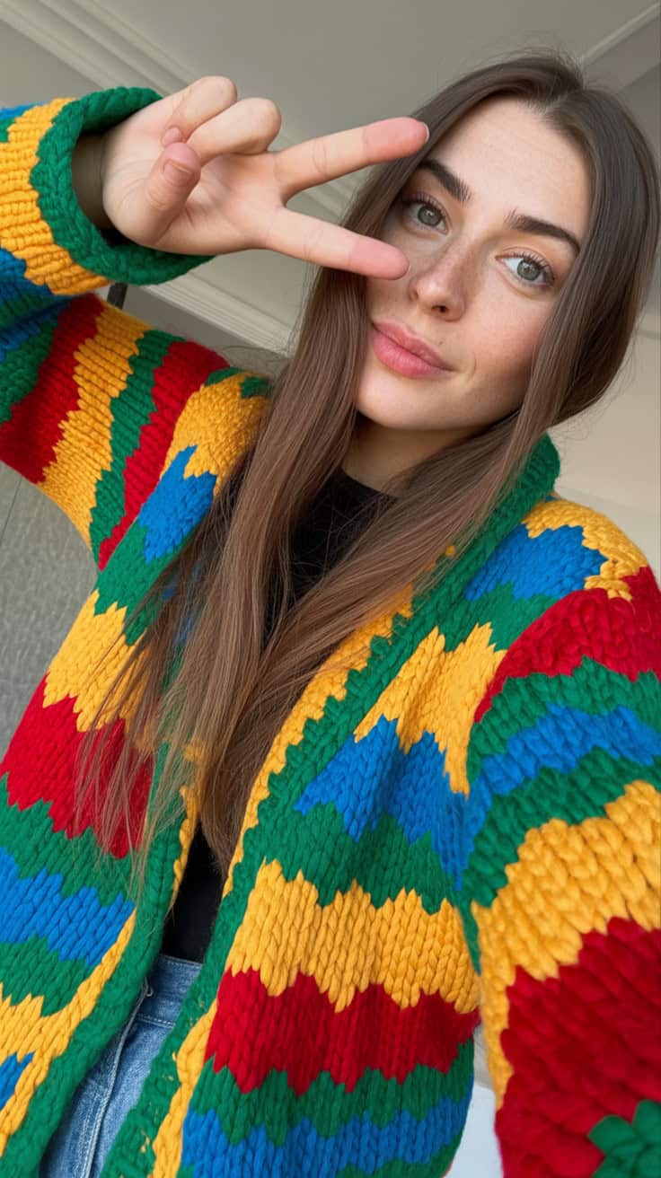 17 Harry Styles Cardigan Crochet Patterns: Customized Comfort for All Fans! 8 a close up selfie photo of a young