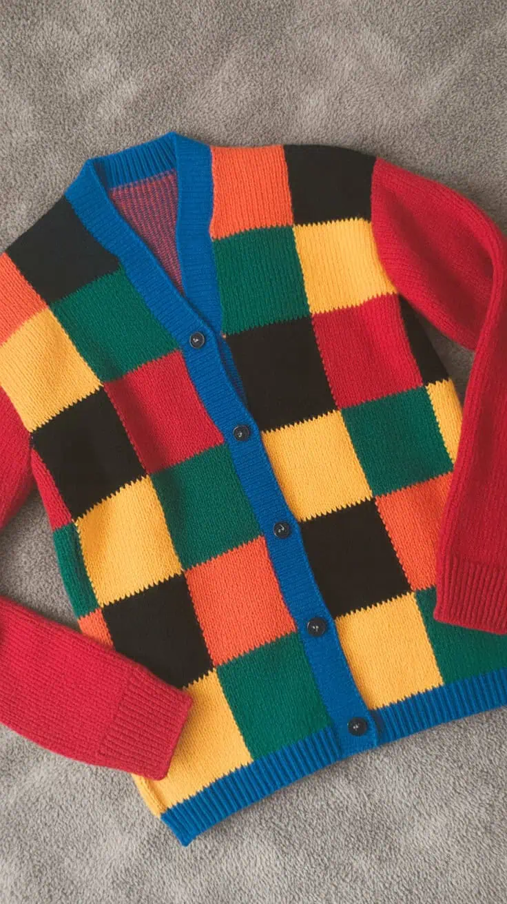 17 Harry Styles Cardigan Crochet Patterns: Customized Comfort for All Fans! 10 a colorful knitted cardigan sweater